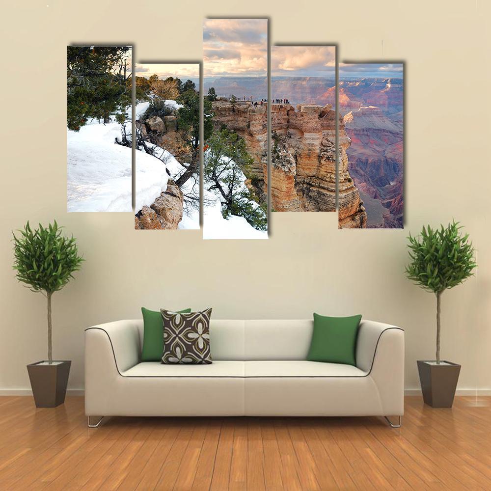 Snow On Grand Canyon Canvas Wall Art-3 Horizontal-Gallery Wrap-37" x 24"-Tiaracle