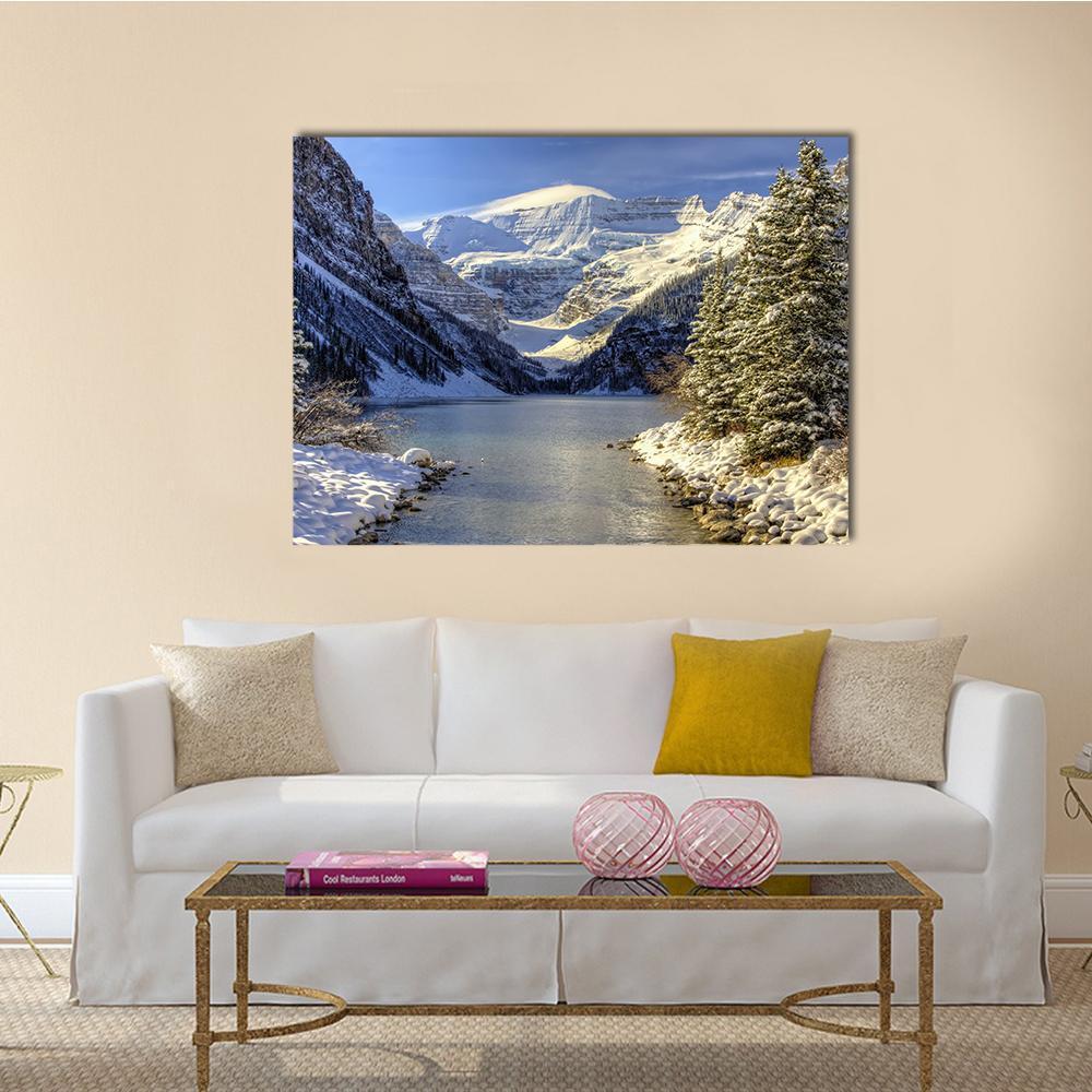 Snow On Lake Louise Canvas Wall Art-1 Piece-Gallery Wrap-36" x 24"-Tiaracle