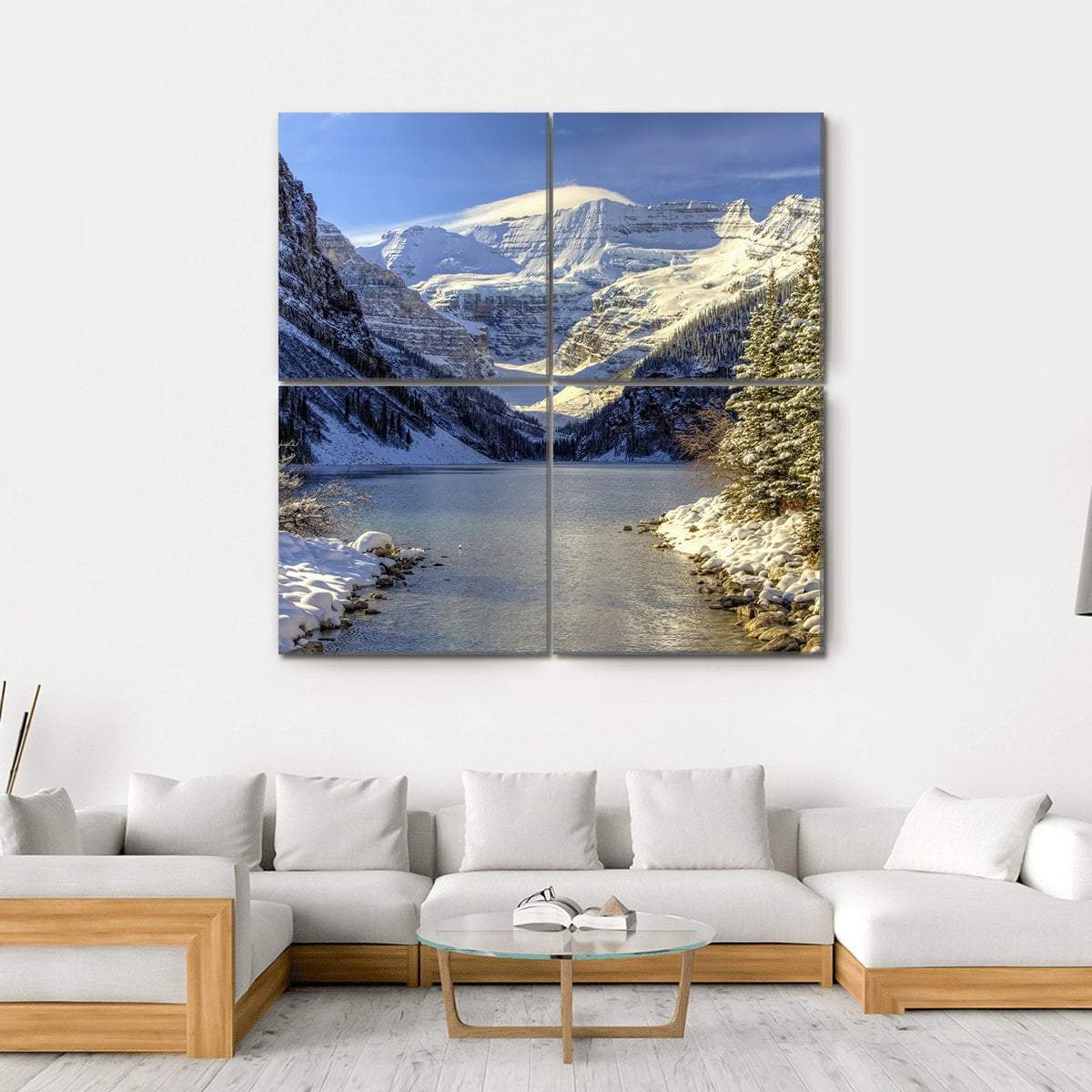 Snow On Lake Louise Canvas Wall Art-4 Square-Gallery Wrap-17" x 17"-Tiaracle