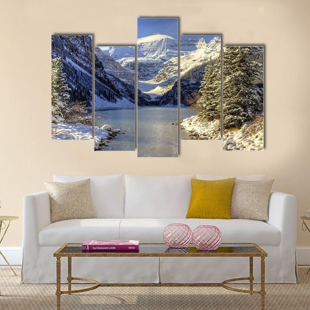 Snow On Lake Louise Canvas Wall Art-5 Pop-Gallery Wrap-47&quot; x 32&quot;-Tiaracle