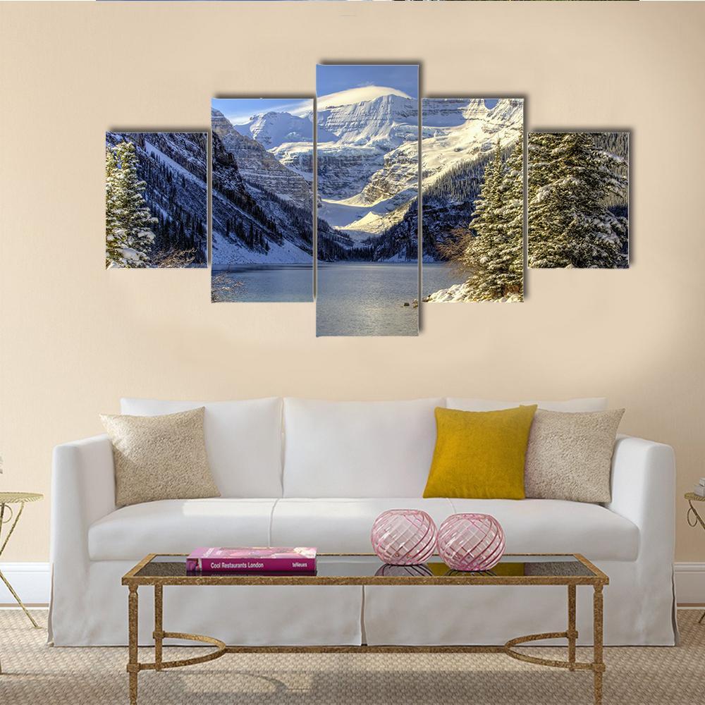 Snow On Lake Louise Canvas Wall Art-5 Star-Gallery Wrap-62&quot; x 32&quot;-Tiaracle