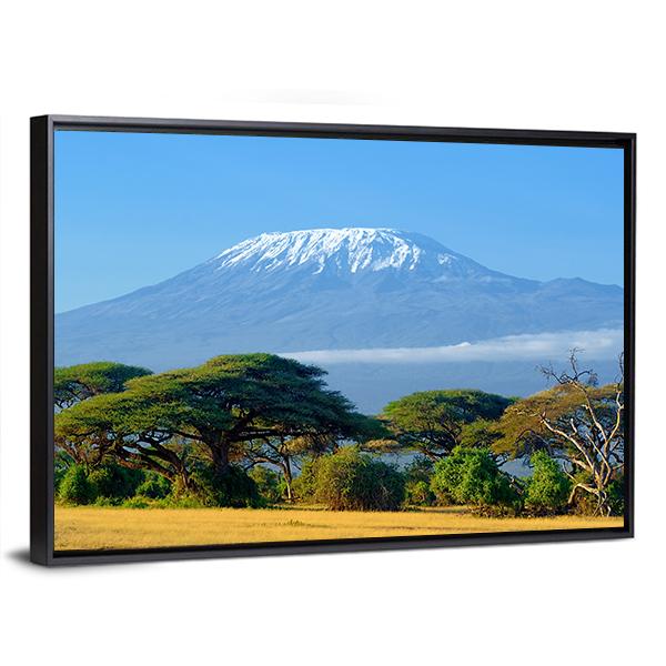 Snow On Top Of Mount Kilimanjaro In Amboseli Canvas Wall Art-3 Horizontal-Gallery Wrap-25" x 16"-Tiaracle