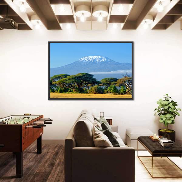 Snow On Top Of Mount Kilimanjaro In Amboseli Canvas Wall Art-3 Horizontal-Gallery Wrap-25" x 16"-Tiaracle