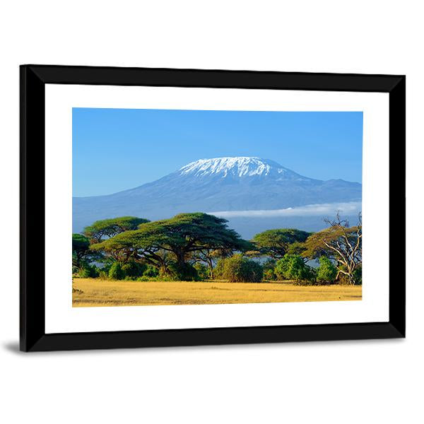 Snow On Top Of Mount Kilimanjaro In Amboseli Canvas Wall Art-3 Horizontal-Gallery Wrap-25" x 16"-Tiaracle