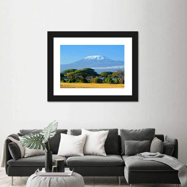 Snow On Top Of Mount Kilimanjaro In Amboseli Canvas Wall Art-3 Horizontal-Gallery Wrap-25" x 16"-Tiaracle