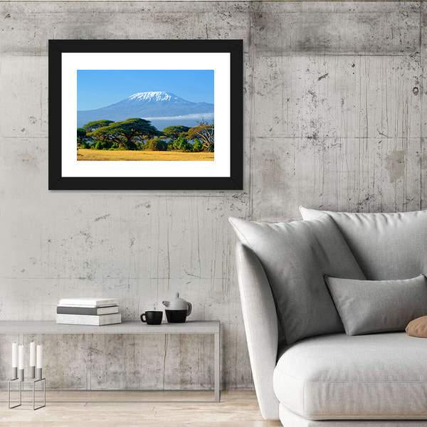 Snow On Top Of Mount Kilimanjaro In Amboseli Canvas Wall Art-3 Horizontal-Gallery Wrap-25" x 16"-Tiaracle