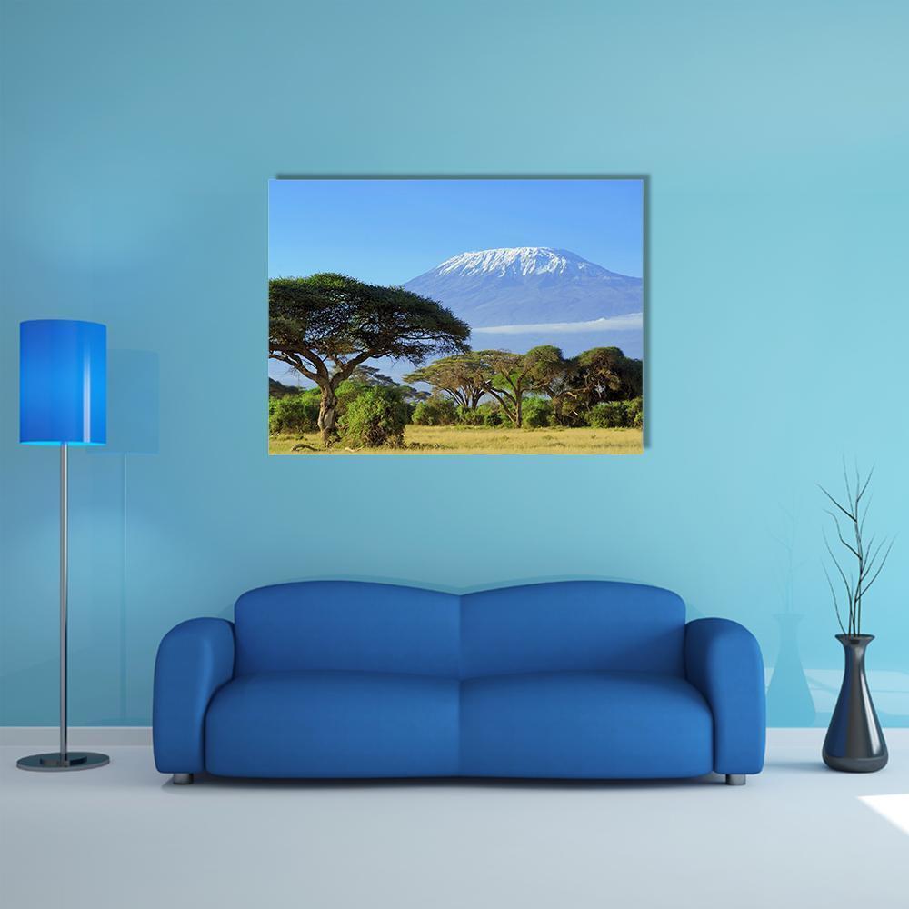 Snow On Top Of Mount Kilimanjaro Canvas Wall Art-5 Star-Gallery Wrap-62" x 32"-Tiaracle