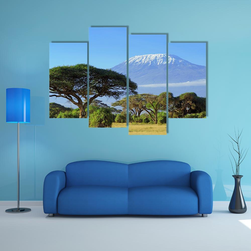 Snow On Top Of Mount Kilimanjaro Canvas Wall Art-4 Pop-Gallery Wrap-50" x 32"-Tiaracle
