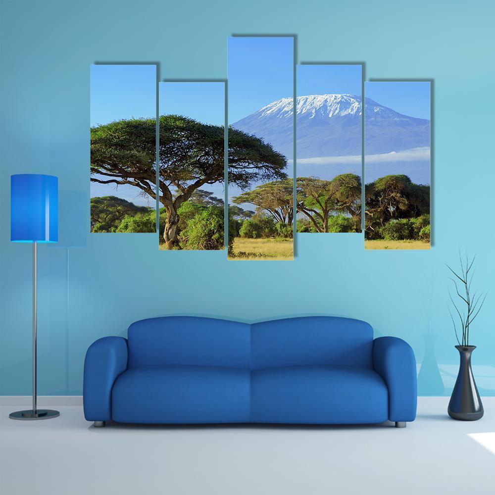 Snow On Top Of Mount Kilimanjaro Canvas Wall Art-5 Pop-Gallery Wrap-47" x 32"-Tiaracle