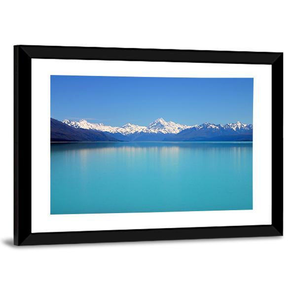 Snow Peaks Reflecting In The Lake Canvas Wall Art-3 Horizontal-Gallery Wrap-25" x 16"-Tiaracle