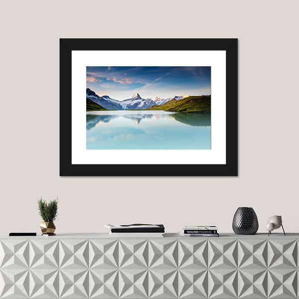 Snow Rocky Massif Grindelwald Valley Canvas Wall Art-1 Piece-Framed Print-20" x 16"-Tiaracle