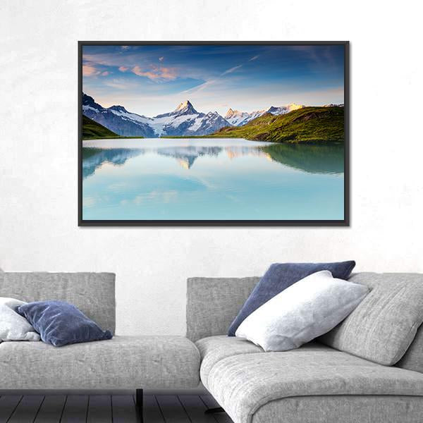 Snow Rocky Massif Grindelwald Valley Canvas Wall Art-3 Horizontal-Gallery Wrap-25" x 16"-Tiaracle