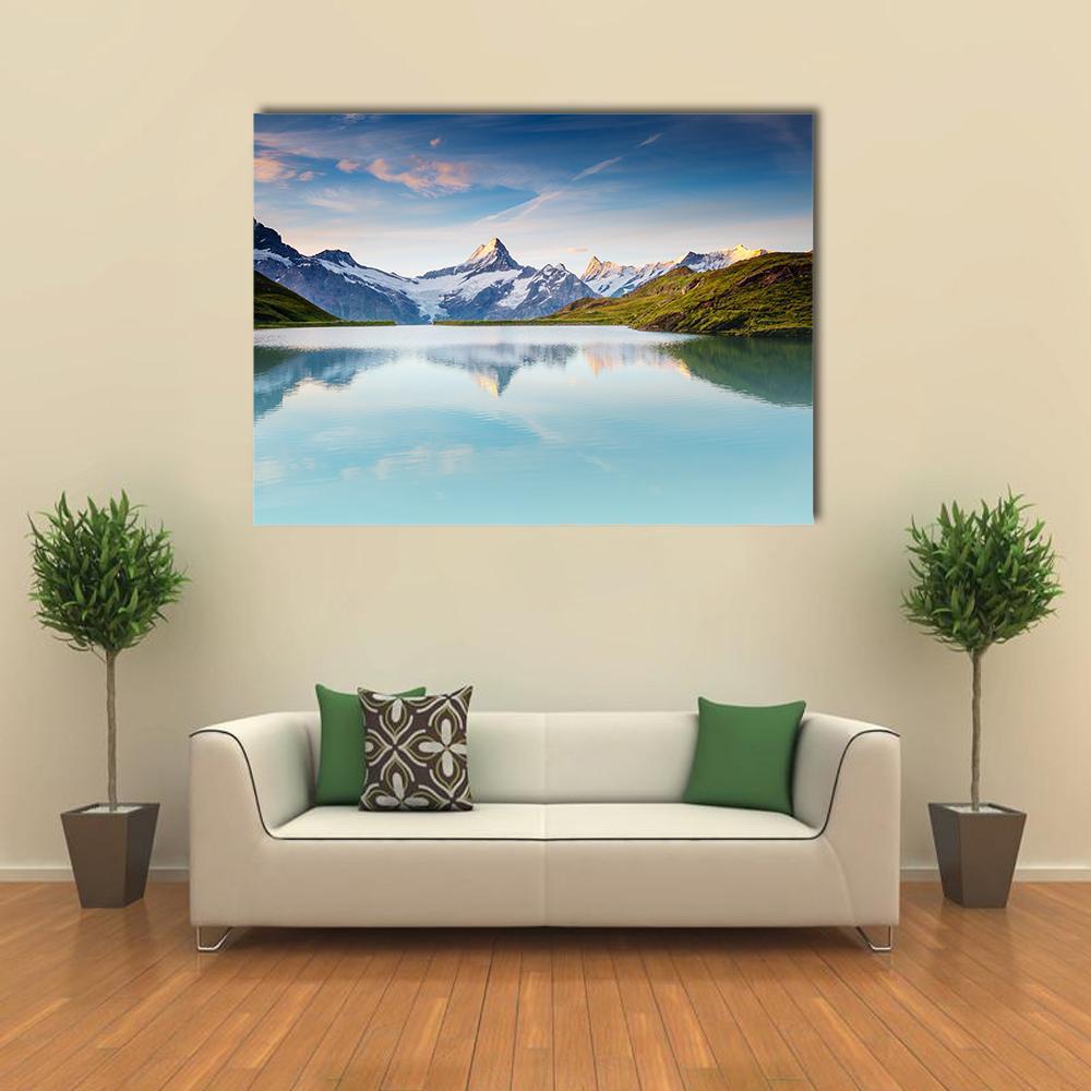 Snow Rocky Massif Grindelwald Valley Canvas Wall Art-1 Piece-Gallery Wrap-48" x 32"-Tiaracle