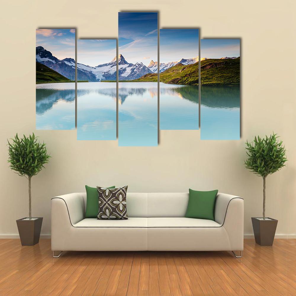 Snow Rocky Massif Grindelwald Valley Canvas Wall Art-5 Pop-Gallery Wrap-47" x 32"-Tiaracle
