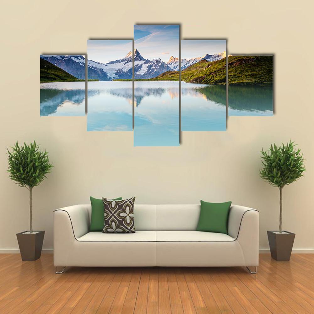 Snow Rocky Massif Grindelwald Valley Canvas Wall Art-5 Star-Gallery Wrap-62" x 32"-Tiaracle
