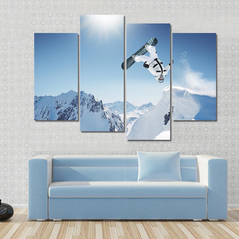 Snowboard Jump Canvas Wall Art-4 Pop-Gallery Wrap-50" x 32"-Tiaracle