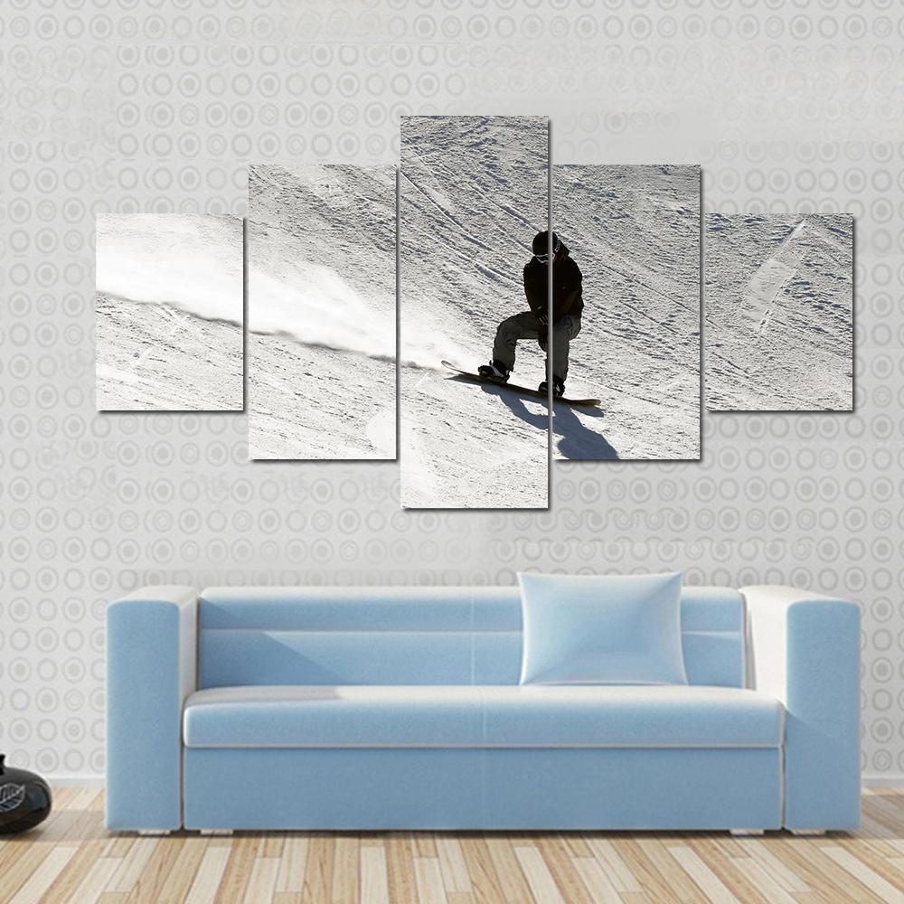 Snowboarder going Down Canvas Wall Art-1 Piece-Gallery Wrap-48" x 32"-Tiaracle