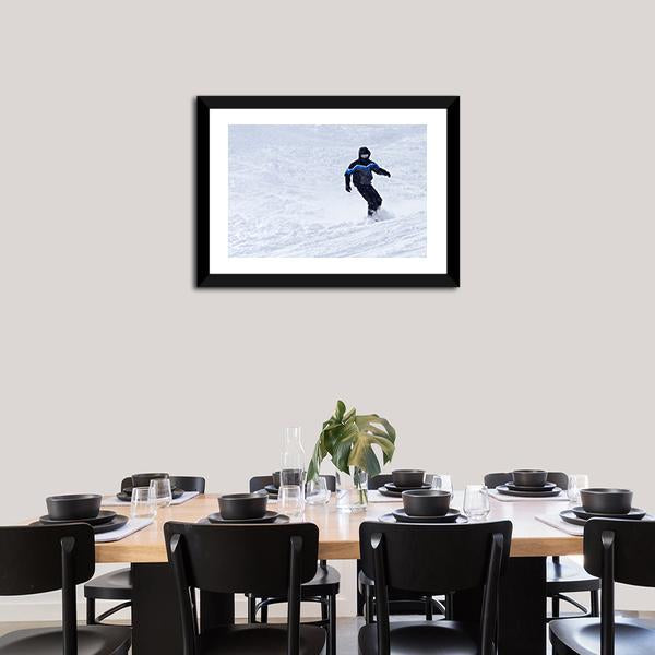 Snowboarder In Motion Canvas Wall Art-1 Piece-Framed Print-20&quot; x 16&quot;-Tiaracle