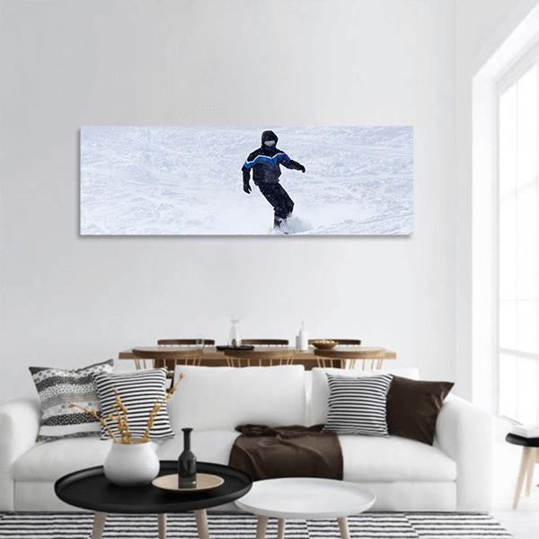 Snowboarder In Motion Panoramic Canvas Wall Art-1 Piece-36" x 12"-Tiaracle