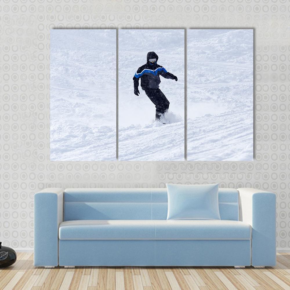Snowboarder In Motion Canvas Wall Art-3 Horizontal-Gallery Wrap-37&quot; x 24&quot;-Tiaracle