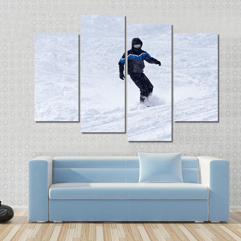 Snowboarder In Motion Canvas Wall Art-4 Pop-Gallery Wrap-50&quot; x 32&quot;-Tiaracle