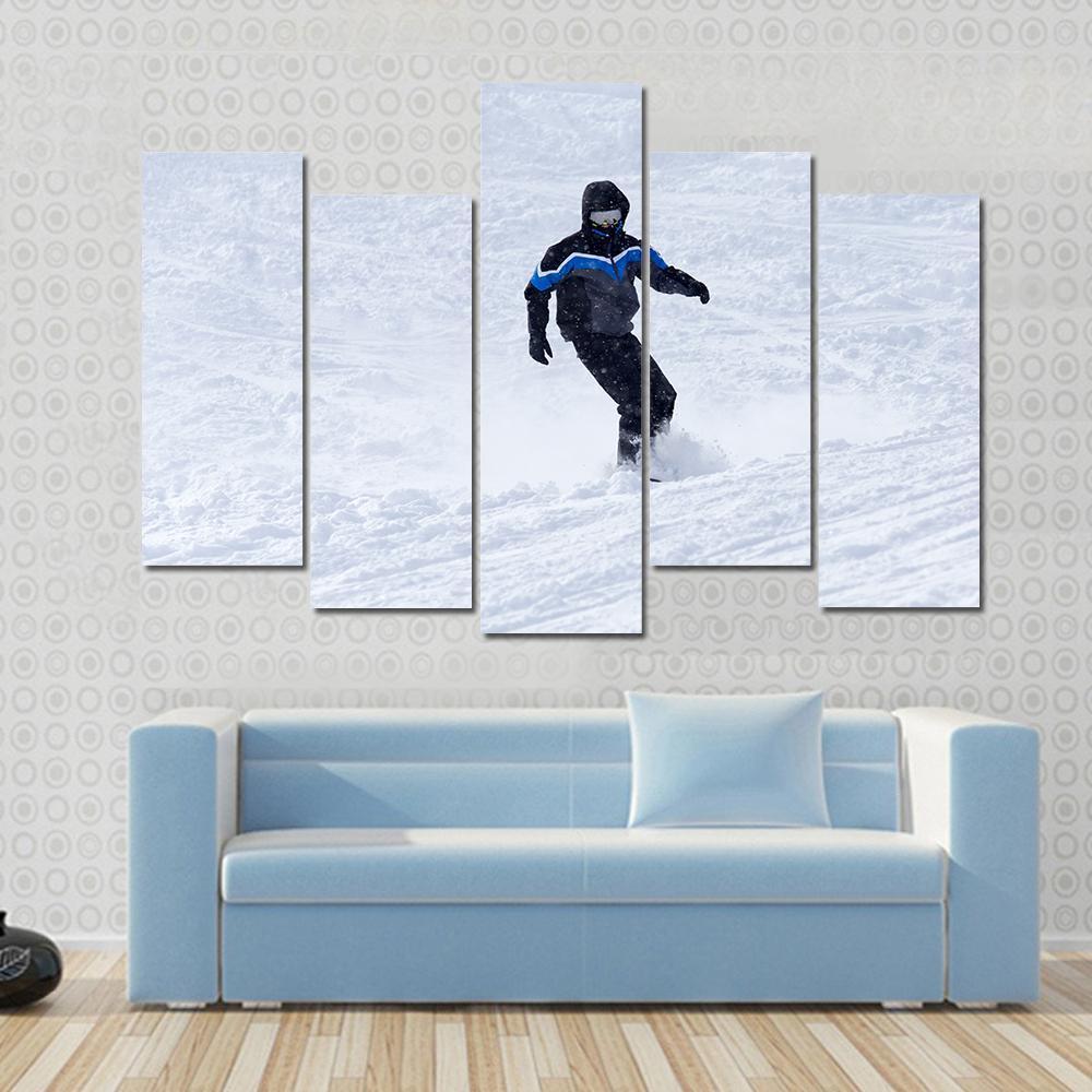 Snowboarder In Motion Canvas Wall Art-5 Pop-Gallery Wrap-47&quot; x 32&quot;-Tiaracle