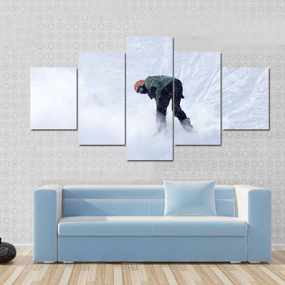 Snowboarder On Snow Canvas Wall Art-3 Horizontal-Gallery Wrap-37" x 24"-Tiaracle