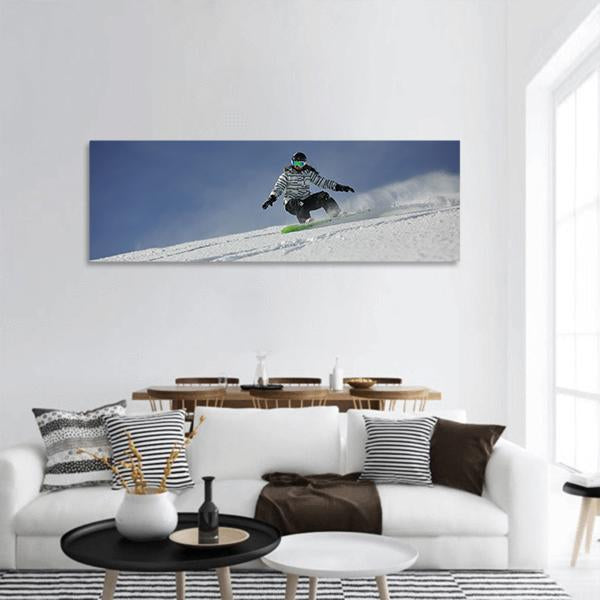 Snowboarder Racing Downhill Panoramic Canvas Wall Art-1 Piece-36&quot; x 12&quot;-Tiaracle