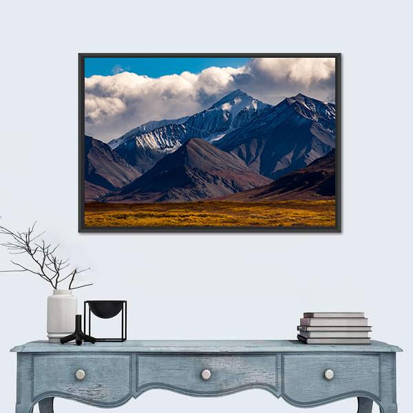 Snowcapped Peak In Denali During Autumn Canvas Wall Art-1 Piece-Floating Frame-24" x 16"-Tiaracle