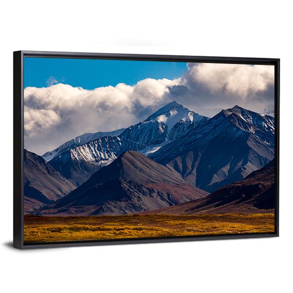 Snowcapped Peak In Denali During Autumn Canvas Wall Art-3 Horizontal-Gallery Wrap-25" x 16"-Tiaracle