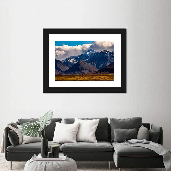 Snowcapped Peak In Denali During Autumn Canvas Wall Art-3 Horizontal-Gallery Wrap-25" x 16"-Tiaracle