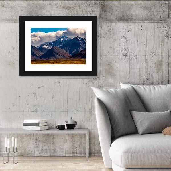 Snowcapped Peak In Denali During Autumn Canvas Wall Art-3 Horizontal-Gallery Wrap-25" x 16"-Tiaracle