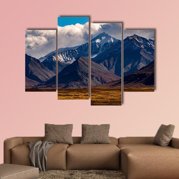 Snowcapped Peak In Denali During Autumn Canvas Wall Art-4 Pop-Gallery Wrap-50" x 32"-Tiaracle