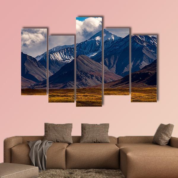 Snowcapped Peak In Denali During Autumn Canvas Wall Art-5 Pop-Gallery Wrap-47" x 32"-Tiaracle