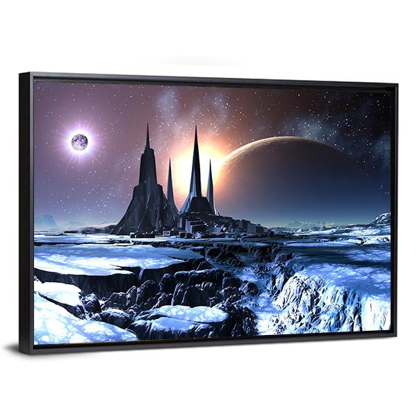 Snowy Alien Planet Canvas Wall Art-3 Horizontal-Gallery Wrap-25" x 16"-Tiaracle