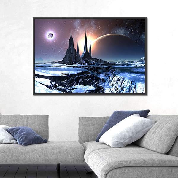 Snowy Alien Planet Canvas Wall Art-3 Horizontal-Gallery Wrap-25" x 16"-Tiaracle