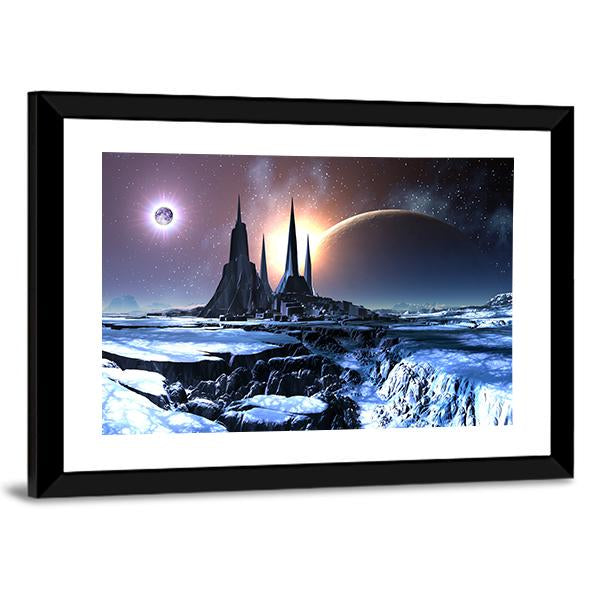 Snowy Alien Planet Canvas Wall Art-3 Horizontal-Gallery Wrap-25" x 16"-Tiaracle