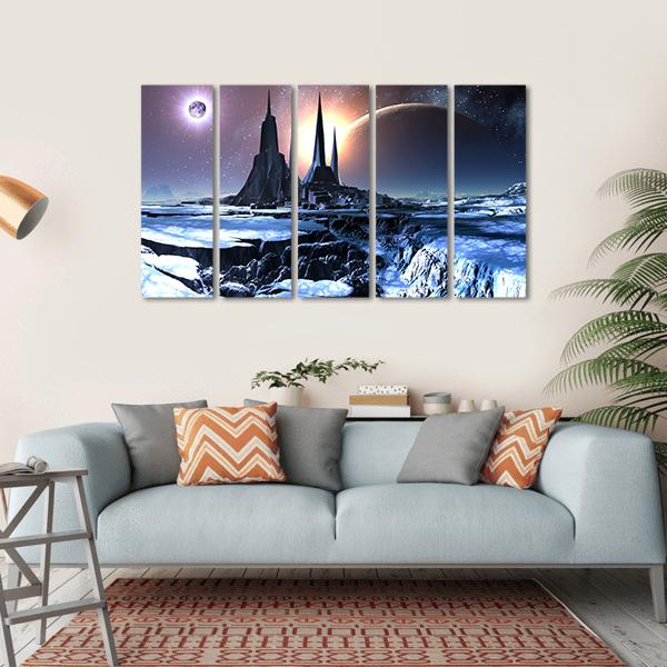 Snowy Alien Planet Canvas Wall Art-5 Horizontal-Gallery Wrap-22" x 12"-Tiaracle