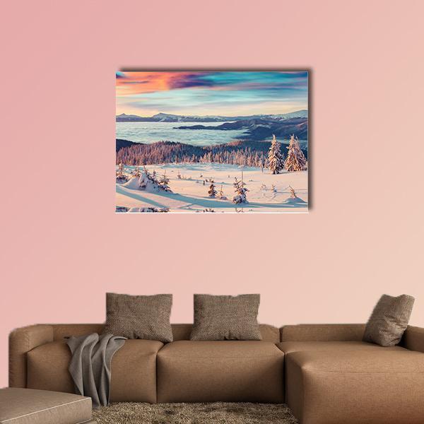 Snowy Carpathian Mountains Canvas Wall Art-1 Piece-Gallery Wrap-48" x 32"-Tiaracle