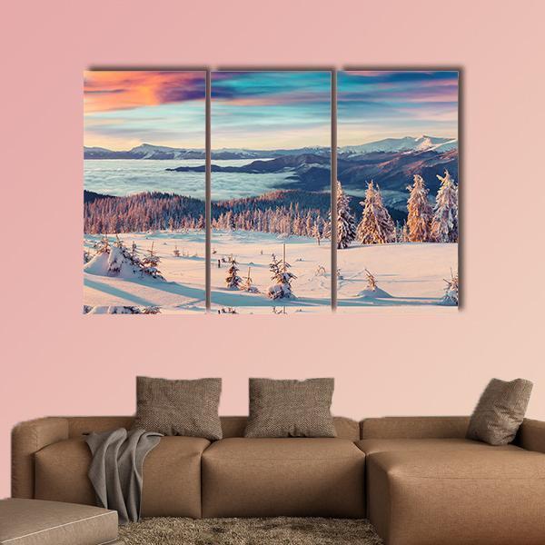 Snowy Carpathian Mountains Canvas Wall Art-3 Horizontal-Gallery Wrap-37" x 24"-Tiaracle