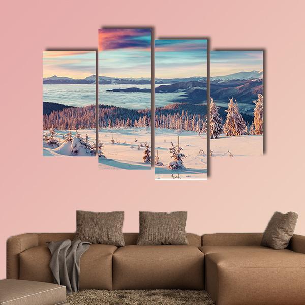 Snowy Carpathian Mountains Canvas Wall Art-4 Pop-Gallery Wrap-50" x 32"-Tiaracle