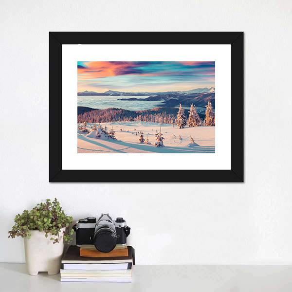 Snowy Carpathian Mountains Canvas Wall Art-3 Horizontal-Gallery Wrap-25" x 16"-Tiaracle