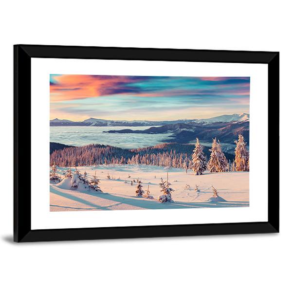 Snowy Carpathian Mountains Panoramic Canvas Wall Art-1 Piece-36" x 12"-Tiaracle