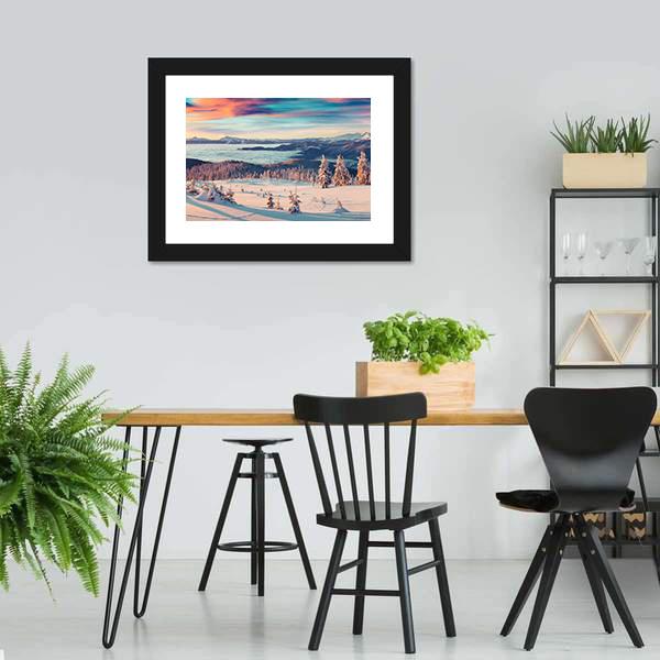 Snowy Carpathian Mountains Panoramic Canvas Wall Art-1 Piece-36" x 12"-Tiaracle