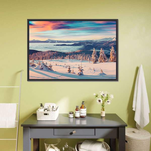 Snowy Carpathian Mountains Panoramic Canvas Wall Art-1 Piece-36" x 12"-Tiaracle