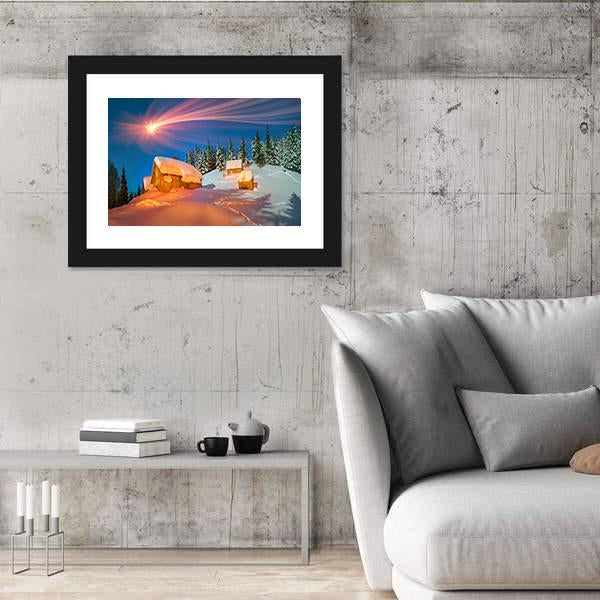 Snowy Houses Of Carpathians Canvas Wall Art-3 Horizontal-Gallery Wrap-25" x 16"-Tiaracle