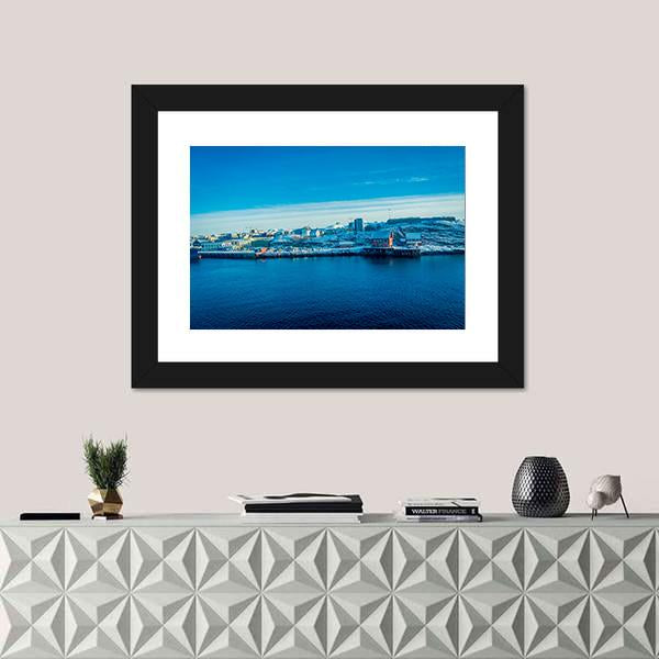 Snowy Mountains Peeking Out Behind Bodo Canvas Wall Art-1 Piece-Framed Print-20" x 16"-Tiaracle