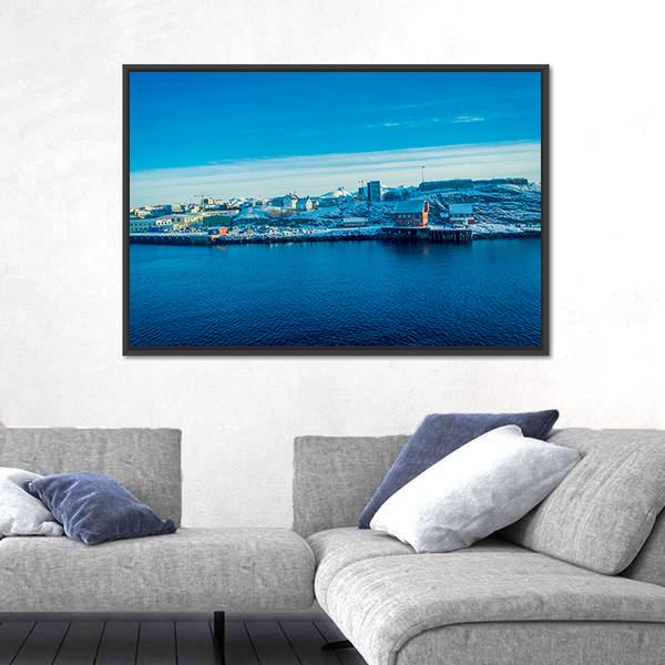 Snowy Mountains Peeking Out Behind Bodo Canvas Wall Art-3 Horizontal-Gallery Wrap-25" x 16"-Tiaracle