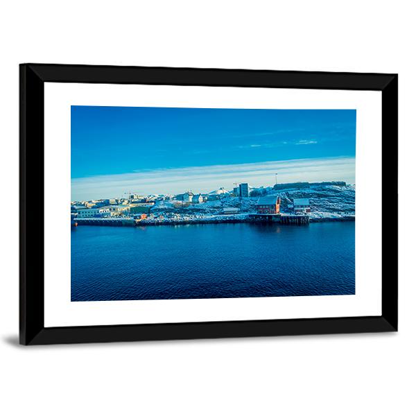 Snowy Mountains Peeking Out Behind Bodo Canvas Wall Art-3 Horizontal-Gallery Wrap-25" x 16"-Tiaracle