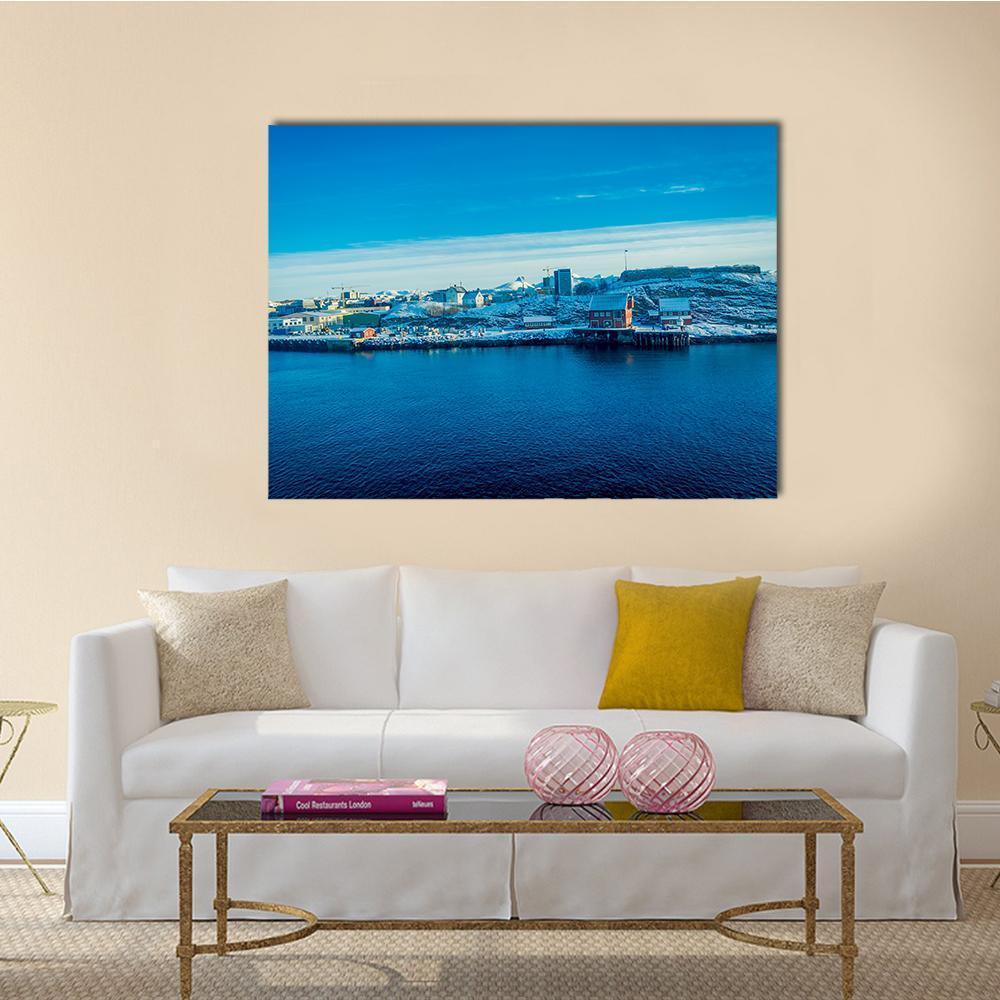 Snowy Mountains Peeking Out Behind Bodo Canvas Wall Art-1 Piece-Gallery Wrap-48" x 32"-Tiaracle
